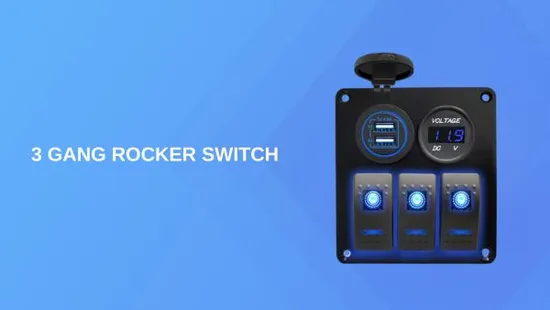 マリンボートカーRV用デュアルUSBおよび電源充電ソケット付き3ギャングブルーロッカースイッチパネル